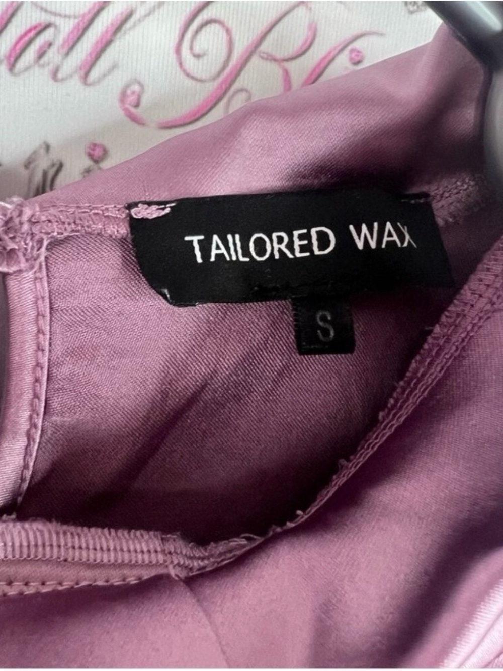 Tailor Vintage Mauve Satin Bow Neck Cap-Sleeve Top View 5